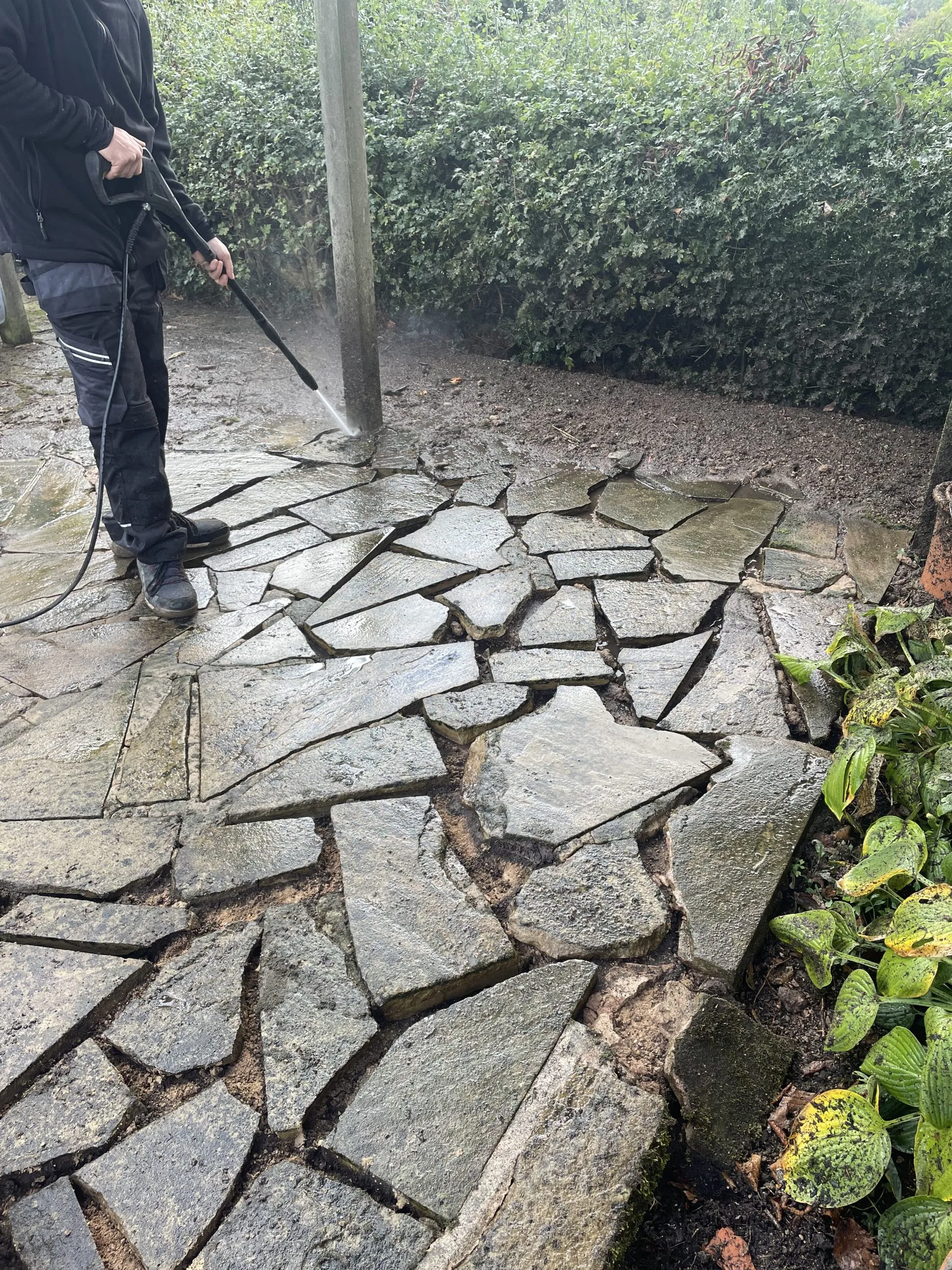 Crazy paving path after repointing, with clean and even joints