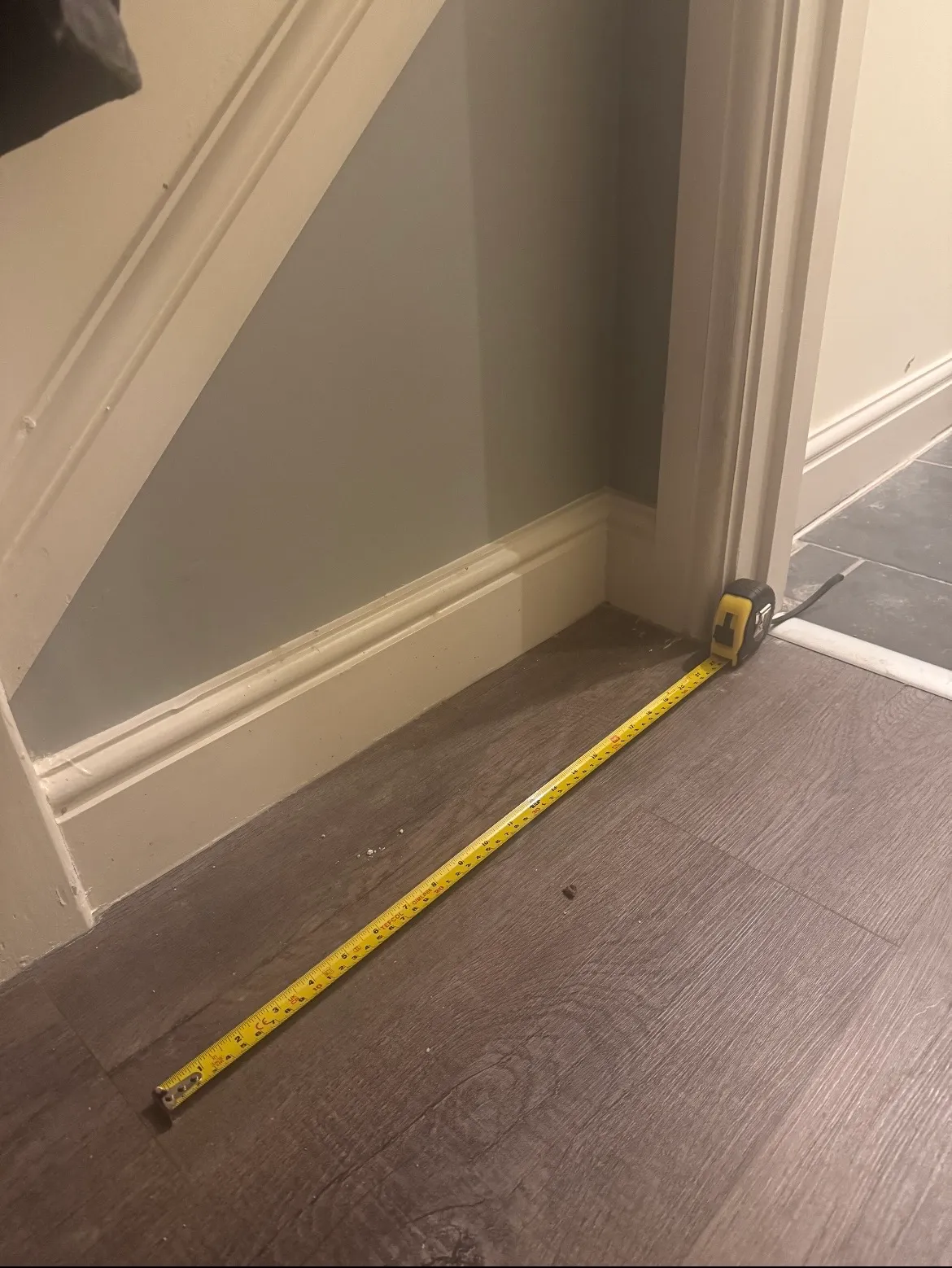 Hallway measured up before the under-stairs storage was built